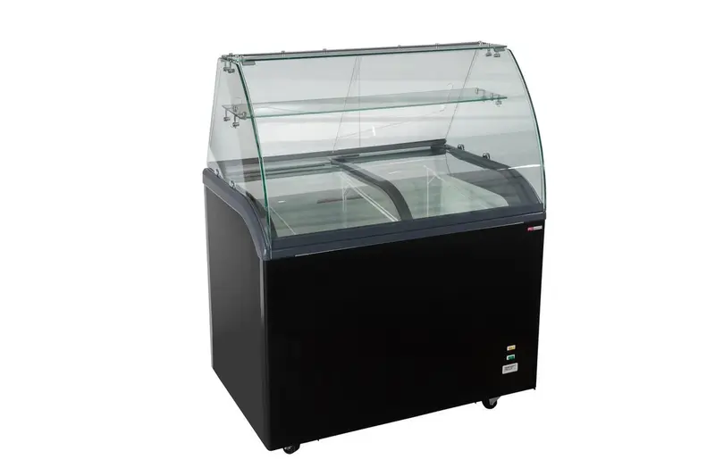 Speiseeisvitrine mit Glas-Schiebedeckel – 6 x 5 L – 273 L – schwarz