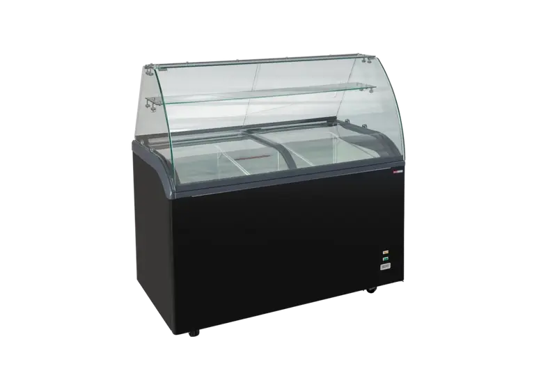 Speiseeisvitrine mit Glas-Schiebedeckel – 9 x 5 L – 278 L – schwarz