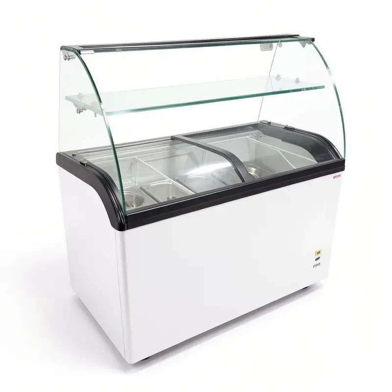 Speiseeisvitrine mit Glasaufsatz – 6 x 5 L – 273 L – inkl. Eisschalen