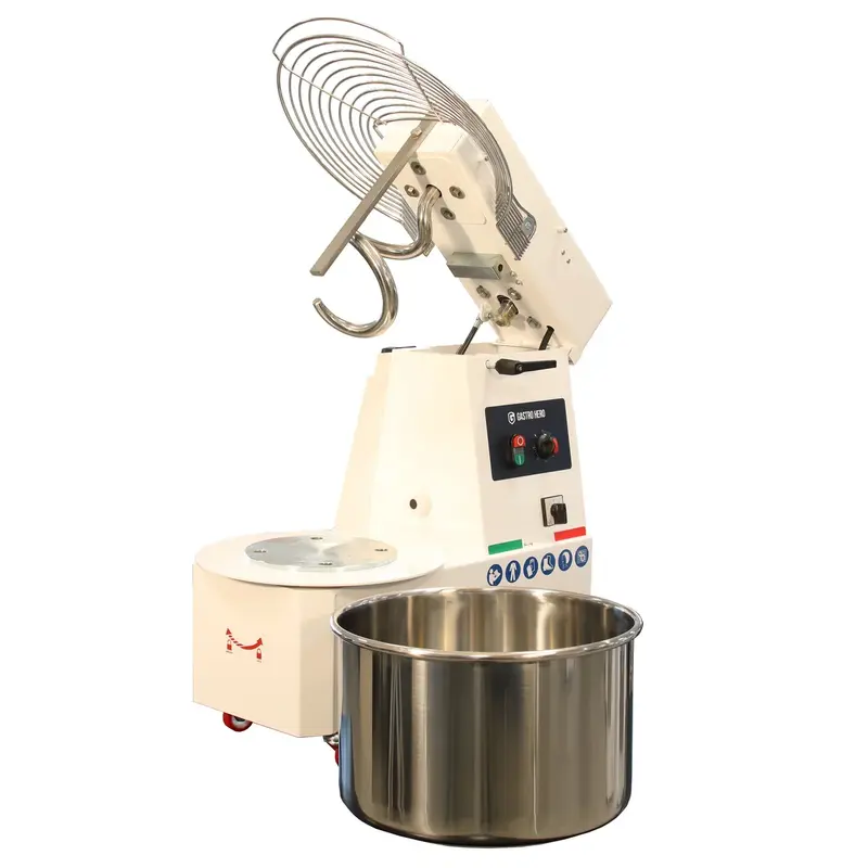 Spiral-Teigknetmaschine PROFI 33 Liter 400V mit Rollen - variabler Kopf und 2 Geschwindigkeiten