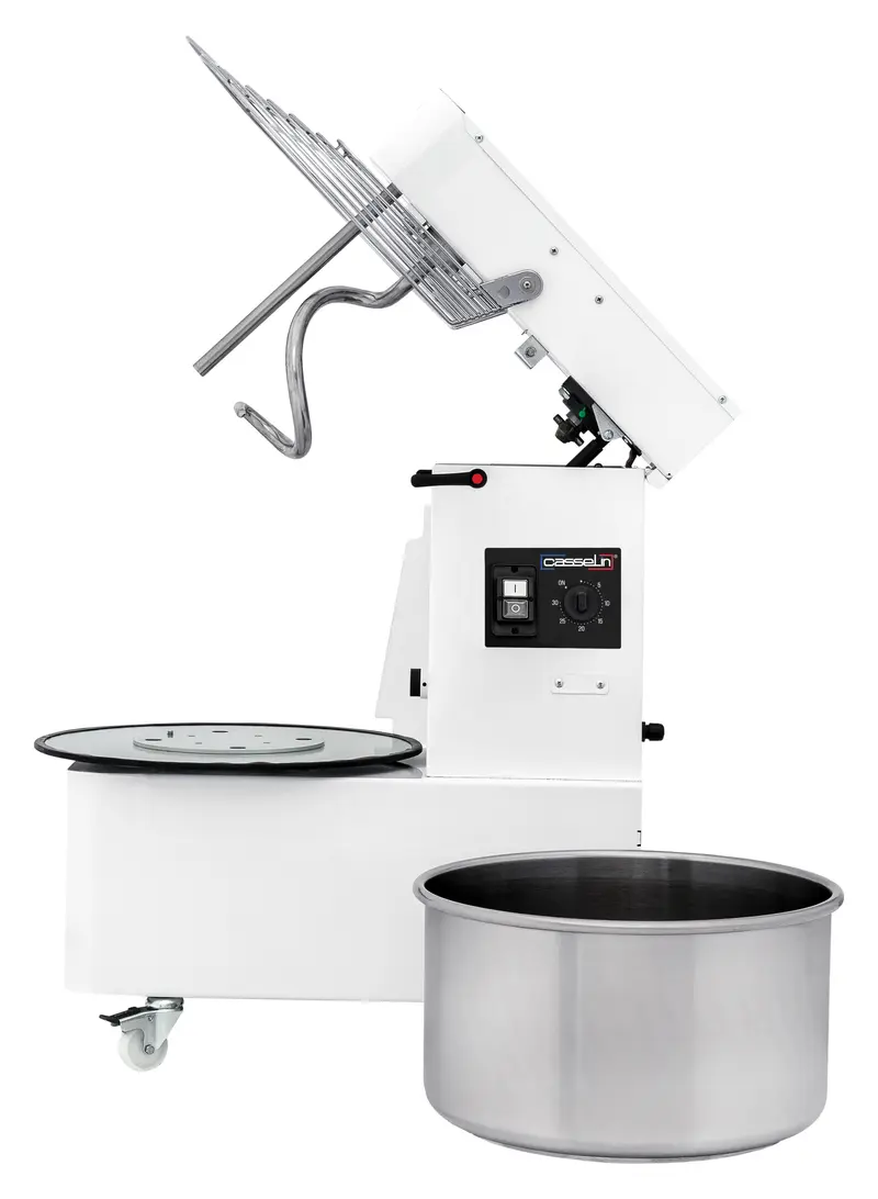 Spiralkneter mit hochklappbarem Kopf und herausnehmbarem Kessel 2 Geschwindigkeitsstufen 17 kg