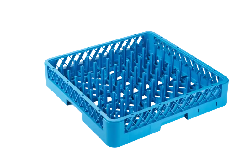 Spülkorb 500x500 mm mit hohen Fingern für Teller & Bleche, blau