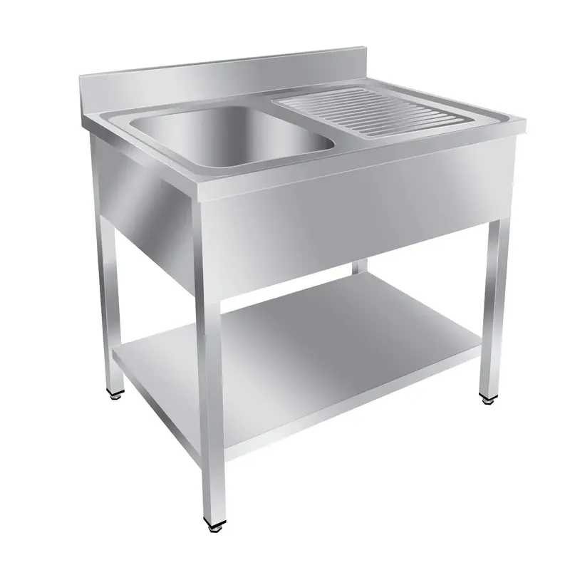 Spültisch Basic 10x7 mit 1 Becken links, Aufkantung und Grundboden