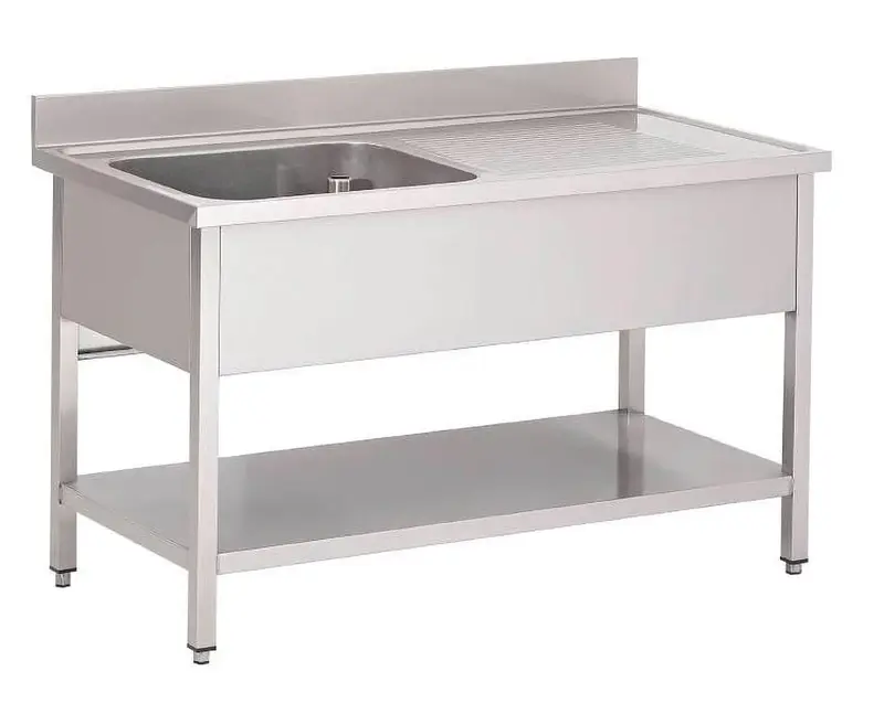 Spültisch Basic 12x6 mit 1 Becken links, Aufkantung und Grundboden