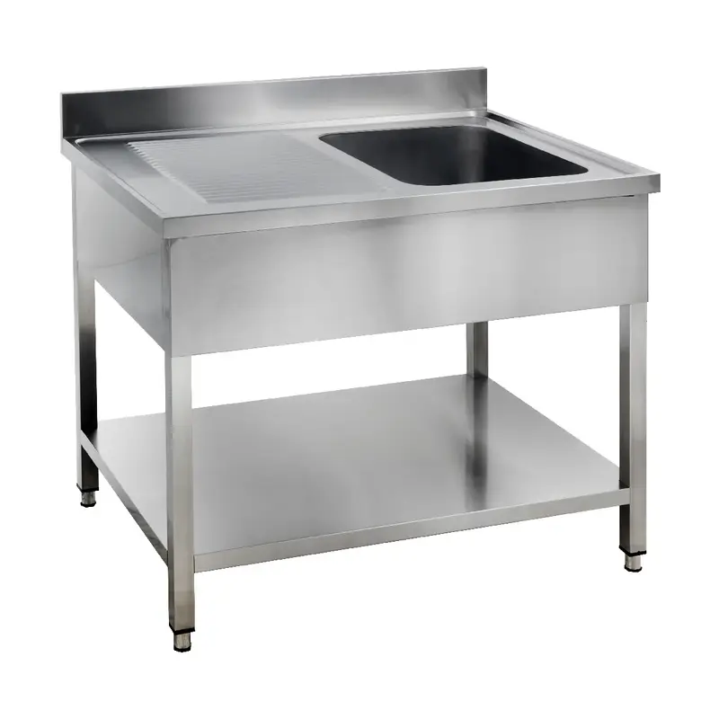 Spültisch Basic 12x6 mit 1 Becken rechts, Aufkantung und Grundboden