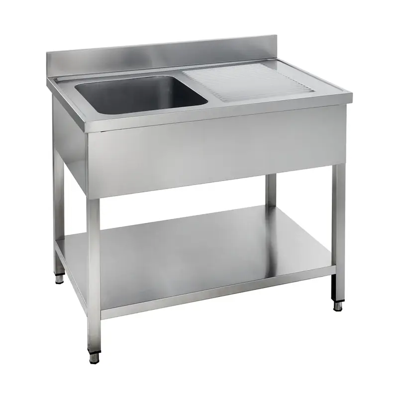 Spültisch Basic 12x7 mit 1 Becken links, Aufkantung und Grundboden