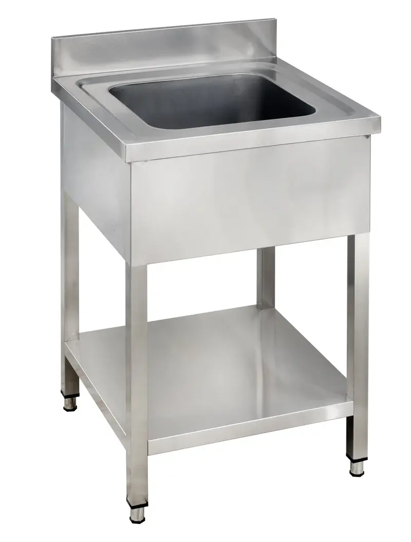 Spültisch Basic 6x6 mit 1 Becken, Aufkantung und Grundboden