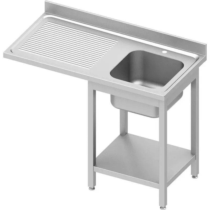 Spültisch ECO mit Grundboden und Überstand, mit einem Becken, mit Aufkantung, Selbstmontage (AISI201)