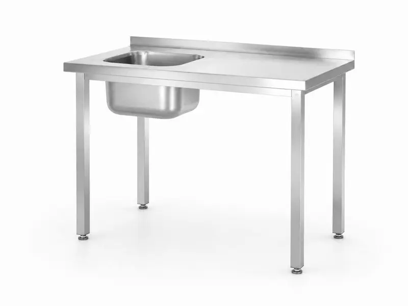 Spültisch, verschraubt, HENDI, Kitchen Line, Spülbecken auf der linken Seite, 800x600x(H)850mm