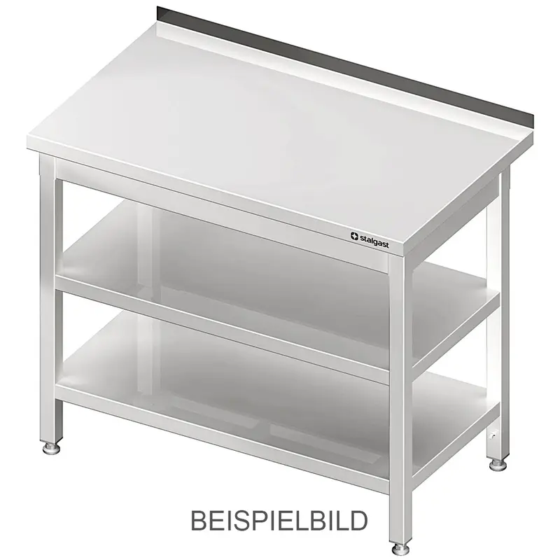 Stalgast Arbeitstisch mit Grund- und Zwischenboden, 1300x700x850 mm, ohne Aufkantung, verschweißt