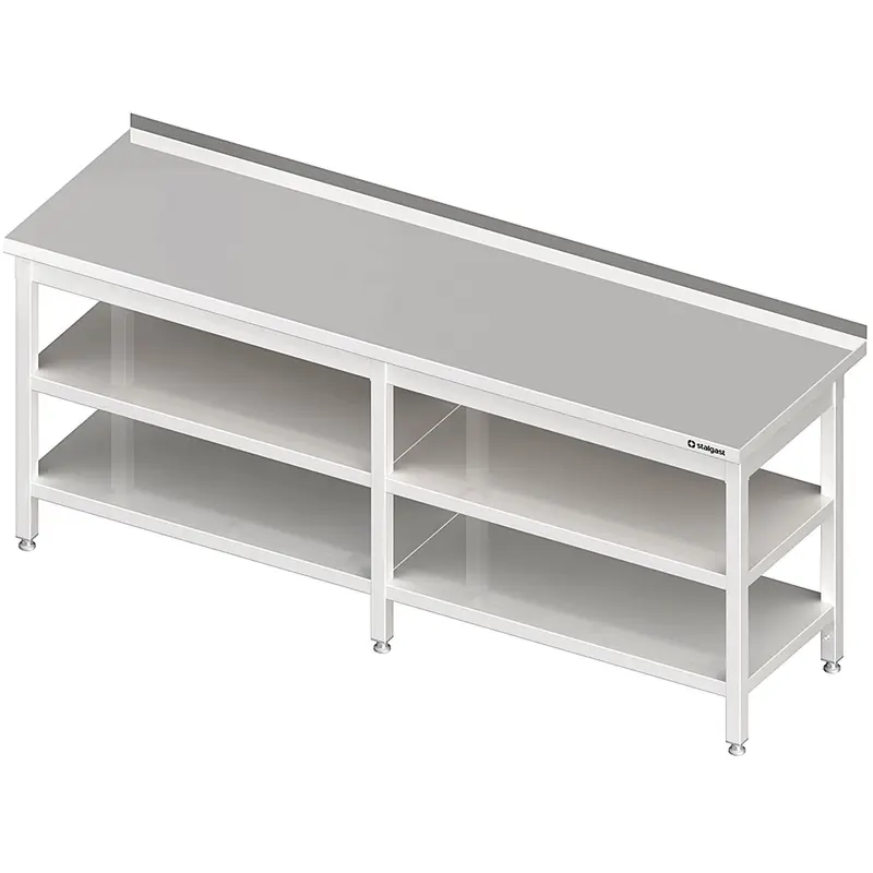 Stalgast Arbeitstisch mit Grund- und Zwischenboden, 2000x600x850 mm, mit Aufkantung, verschweißt