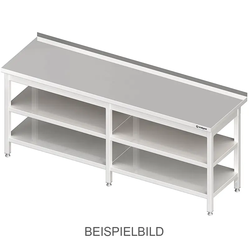 Stalgast Arbeitstisch mit Grund- und Zwischenboden, 2700x700x850 mm, ohne Aufkantung, verschweißt