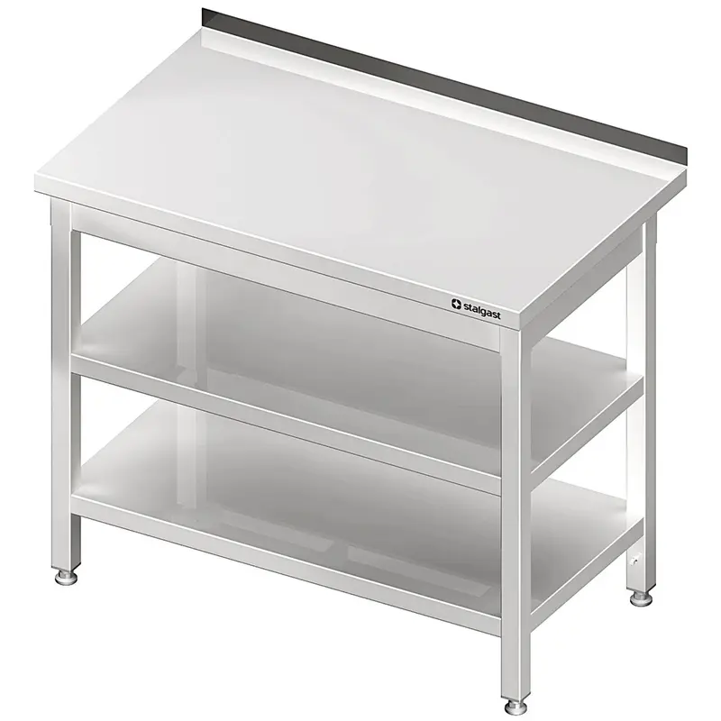 Stalgast Arbeitstisch mit Grund- und Zwischenboden, 400x700x850 mm, mit Aufkantung, verschweißt