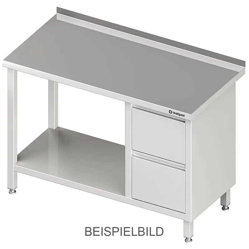 Stalgast Arbeitstisch mit Grundboden, 2700x700x850 mm, mit 2er Schubladenblock links, mit Aufkantung, verschweißt