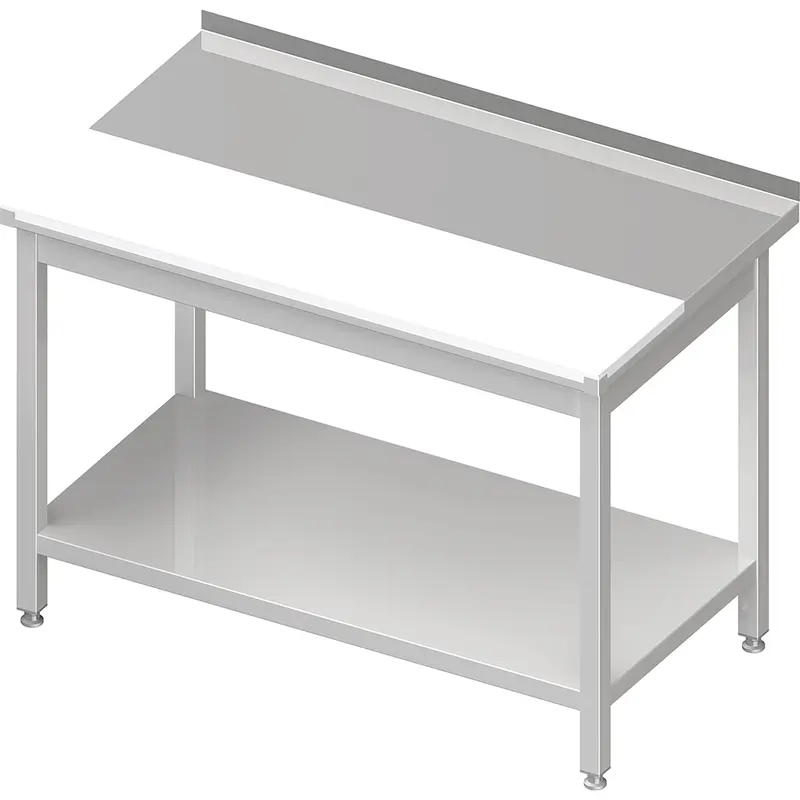 Stalgast Arbeitstisch mit Grundboden 900x700x850 mm, mit vertiefter PE-Schneideplatte mit Aufkantung, verschweißt