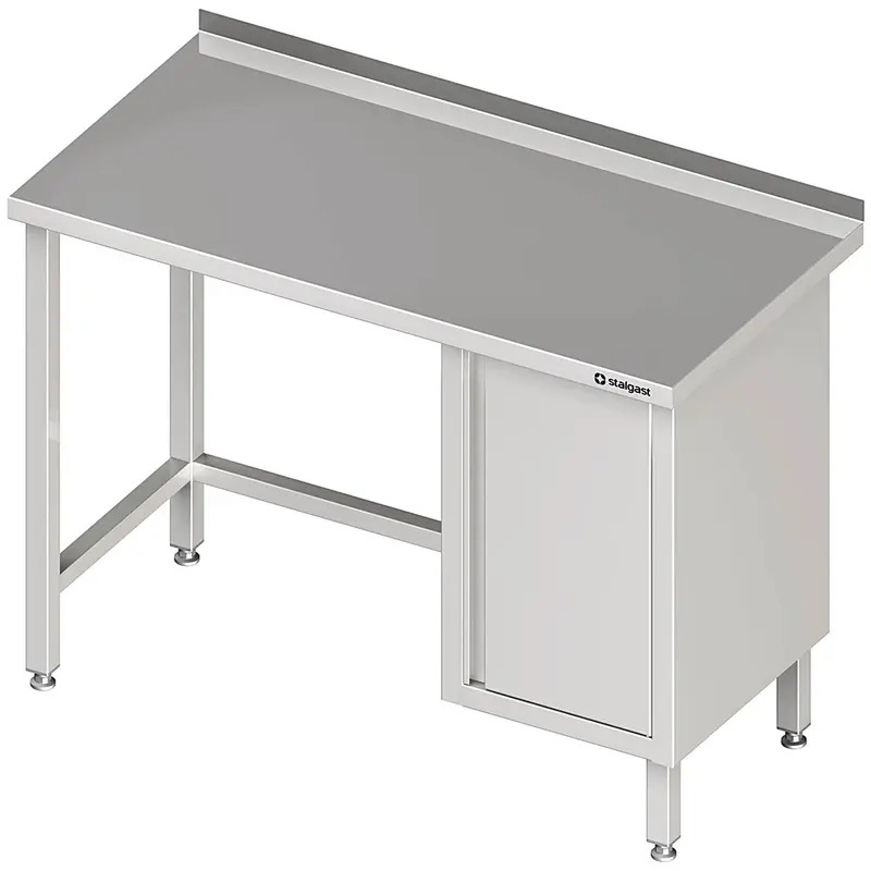 Stalgast Arbeitstisch ohne Grundboden 1000x600x850 mm, mit Flügeltürschrank rechts, mit Aufkantung, verschweißt