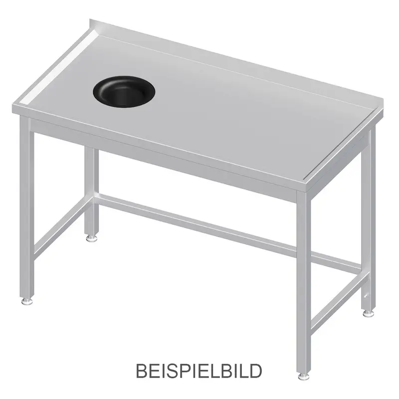 Stalgast Arbeitstisch ohne Grundboden, 1100x700x850 mm, mit Abfallloch links, ohne Aufkantung, verschweißt