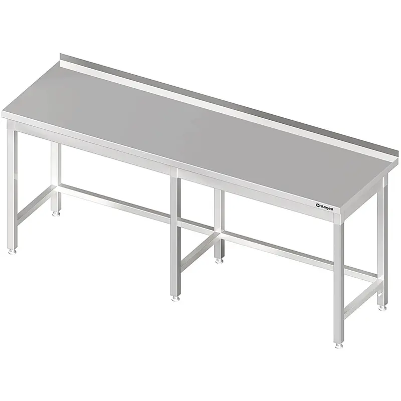 Stalgast Arbeitstisch ohne Grundboden, 2100x600x850 und, mit Verstrebung, mit Aufkantung, verschweißt