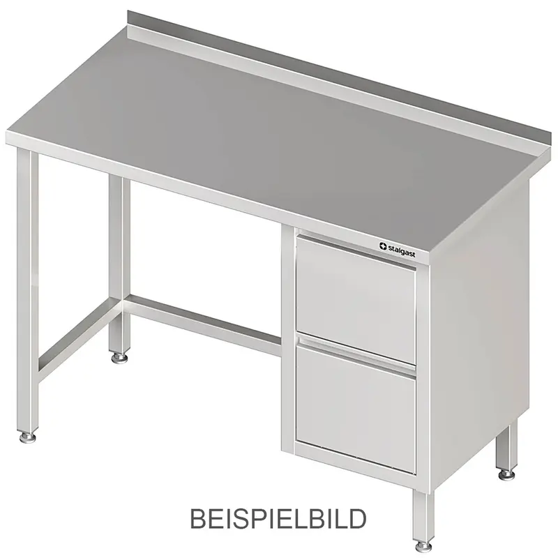 Stalgast Arbeitstisch ohne Grundboden, 2700x600x850 mm, mit 2er Schubladenblock links, ohne Aufkantung, verschweißt
