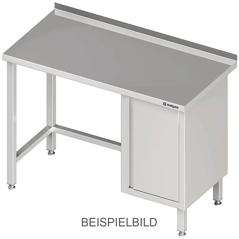 Stalgast Arbeitstisch ohne Grundboden, 2800x700x850 mm, mit Flügeltürschrank links, mit Aufkantung, verschweißt