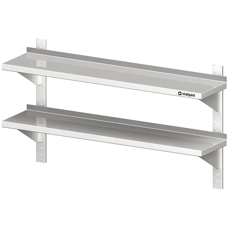 Stalgast Doppel-Wandbord mit Konsolen, und Wandschienen, 900x400x660 mm, höhenverstellbar, verschweißt