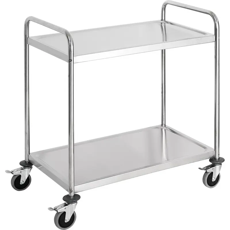 Stalgast Edelstahl Servierwagen, mit zwei Borden, 845 x 525 x 940 mm (BxTxH)
