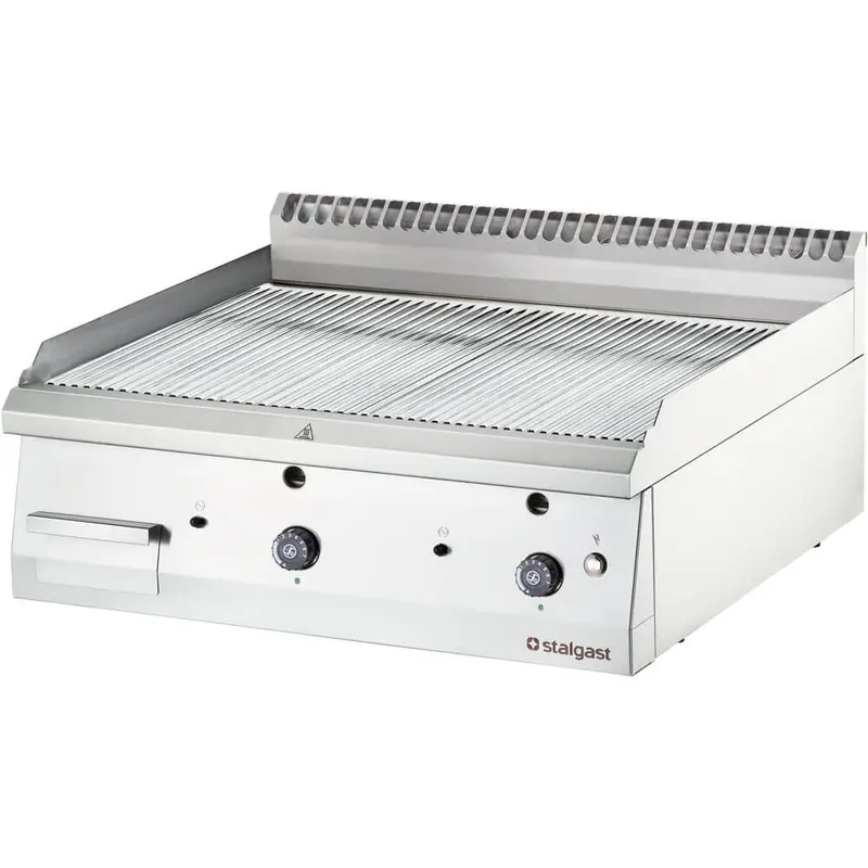 Stalgast Gas-Griddleplatte, gerillt, verchromt, Tischgerät, Serie 700 ND - gerillt 800x700x250 mm (BxTxH)