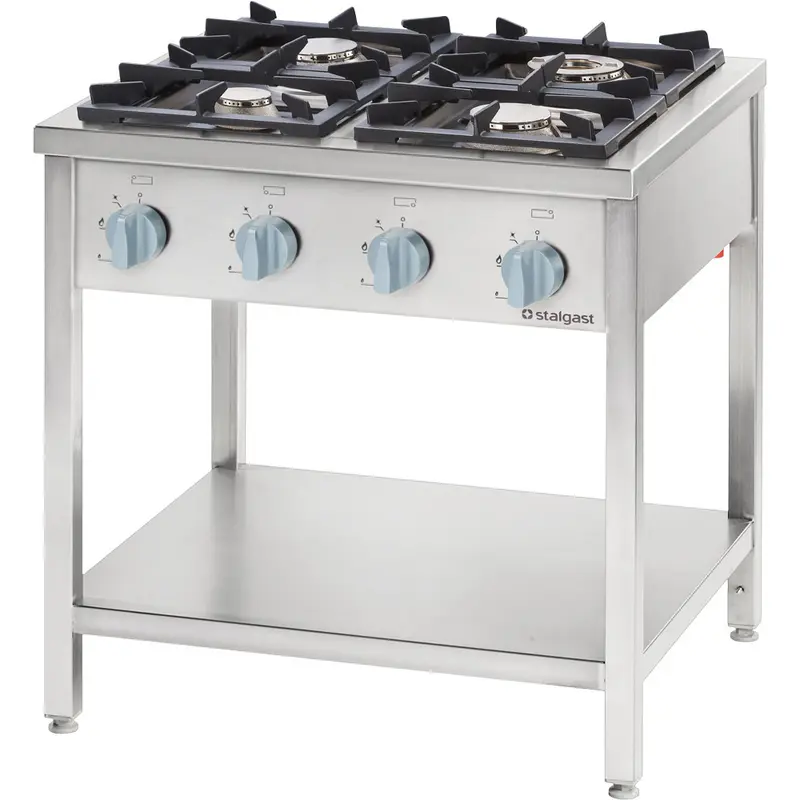 Stalgast Gasherd Serie 700, 4-Brenner (2x5+2x7), G30, 800x700x850 mm (BxTxH), Selbstmontage
