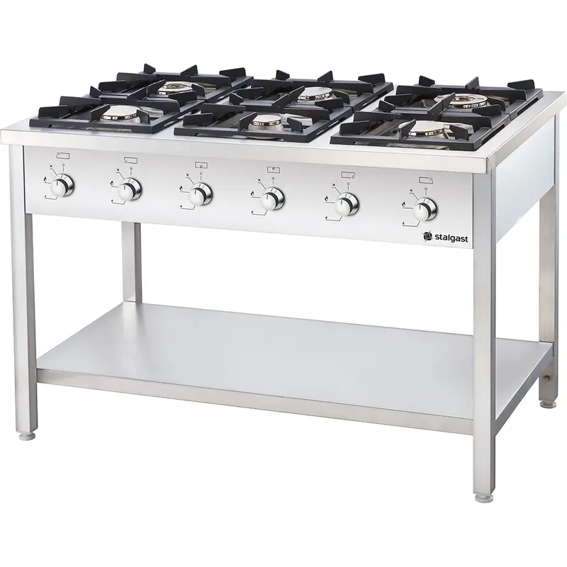 Stalgast Gasherd Serie 700, 6 Brenner (3,5+3x5+2x7), G20, 1200x700x850 mm (BxTxH), Selbstmontage