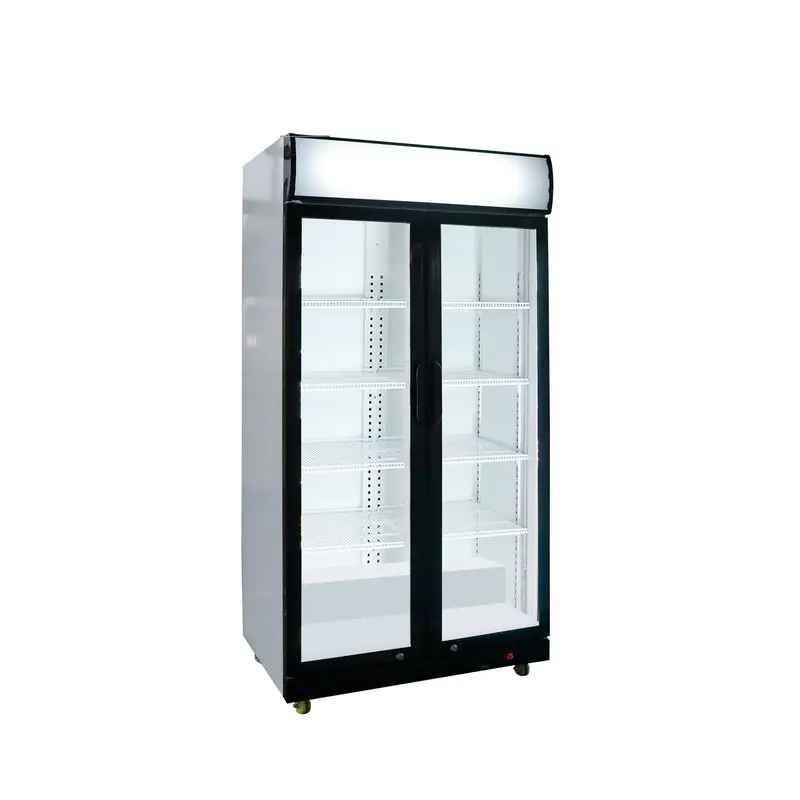 Stalgast Glastür-Kühlschrank mit Werbedisplay, zwei Flügeltüren, 870x605x1996 (BxTxH)
