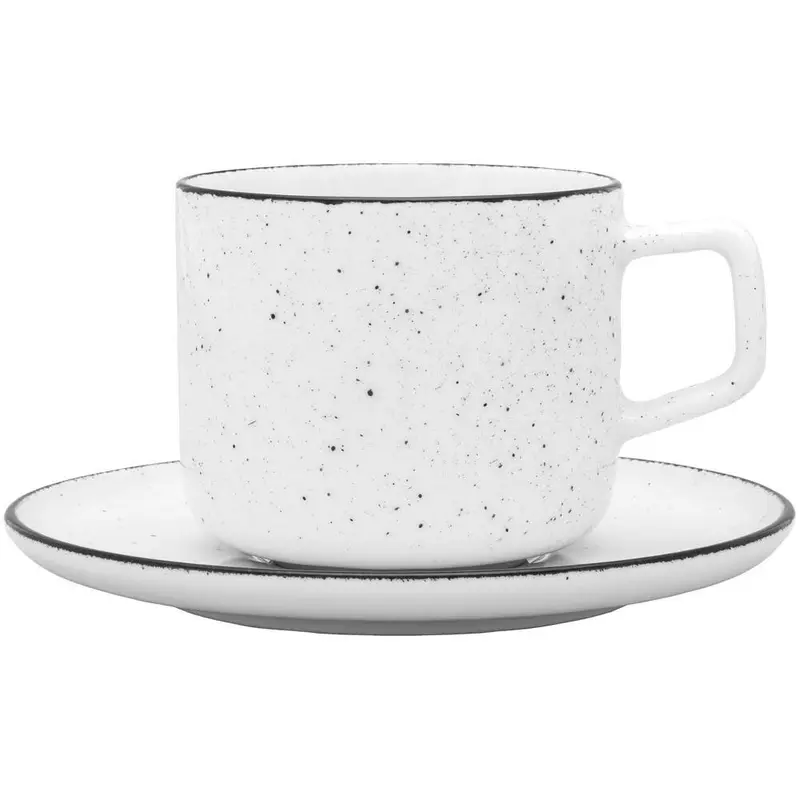 Stalgast Obertasse, Serie Ankara, weiß, schwarz gesprenkelt, 250 ml, 6 Stück