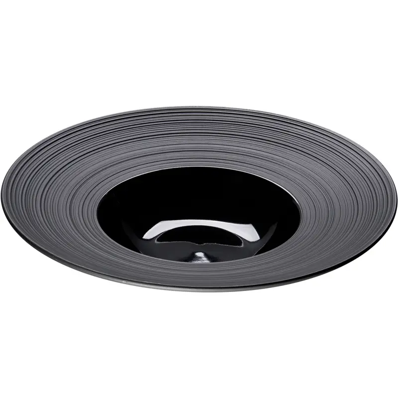 Stalgast Porzellan Suppenteller aus der Serie Gourmet Kontrast, schwarz, Ø 265 mm