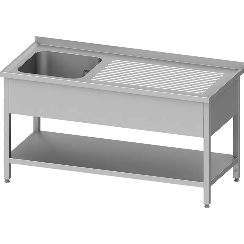 Stalgast Spültisch mit Grundboden 1900x700x850 mm, mit einem Becken links, mit Aufkantung, verschweißt