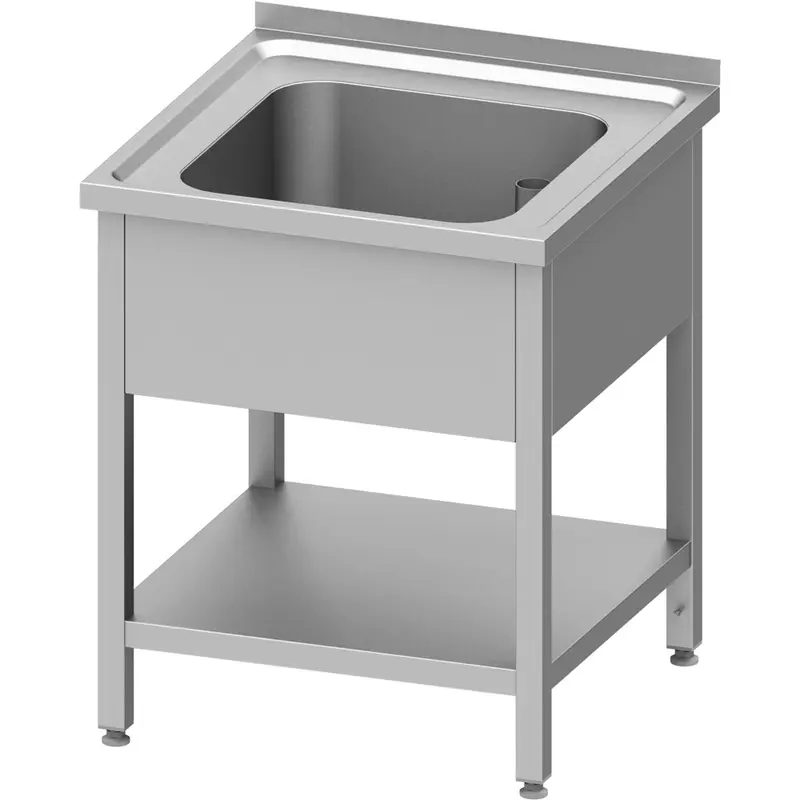 Stalgast Spültisch mit Grundboden 700x600x850 mm, mit einem Becken mit Aufkantung, verschweißt