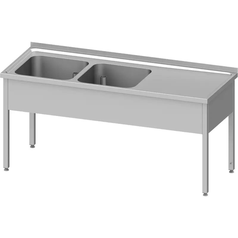 Stalgast Spültisch ohne Grundboden 1200x600x850 mm, mit zwei Becken links, mit Aufkantung, verschweißt