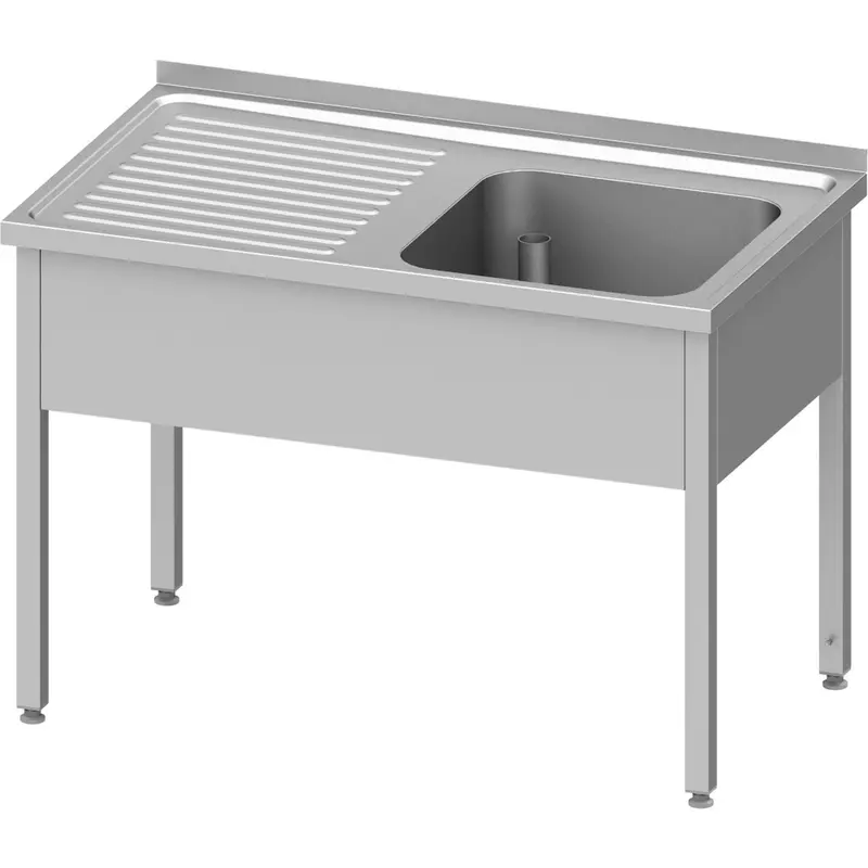 Stalgast Spültisch ohne Grundboden 1200x700x850 mm, mit einem Becken rechts, mit Aufkantung, verschweißt
