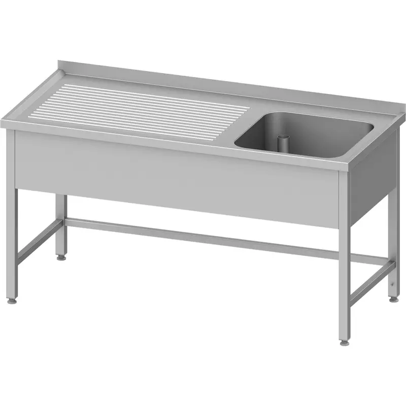 Stalgast Spültisch ohne Grundboden, 1500x600x850 mm, mit einem Becken rechts, mit Aufkantung, verschweißt