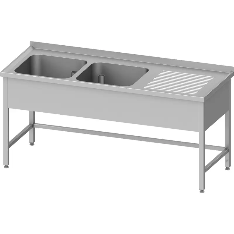 Stalgast Spültisch ohne Grundboden, 1800x700x850 mm, mit zwei Becken links, mit Aufkantung, verschweißt