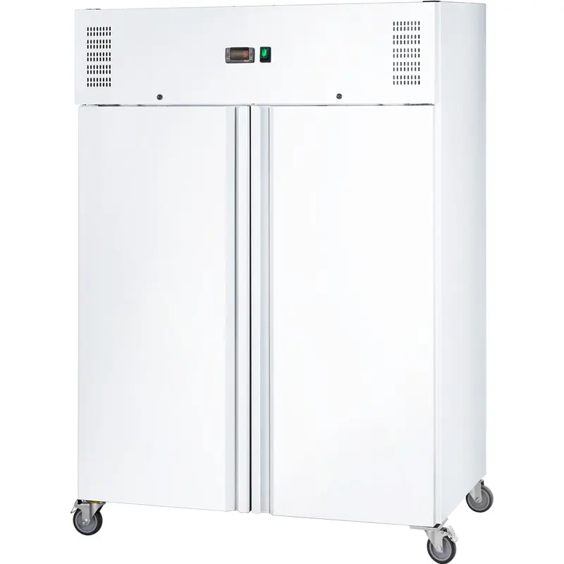 Stalgast Starline Doppeltür-Kühlschrank GN 2/1, weiß, fahrbar, 1340x810x2000 (BxTxH), 0,35 kW