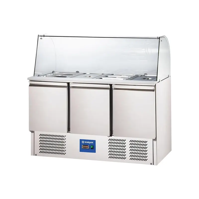 STALGAST Starline Saladette mit Glasabdeckung, 3-türig, 16x GN 1/4