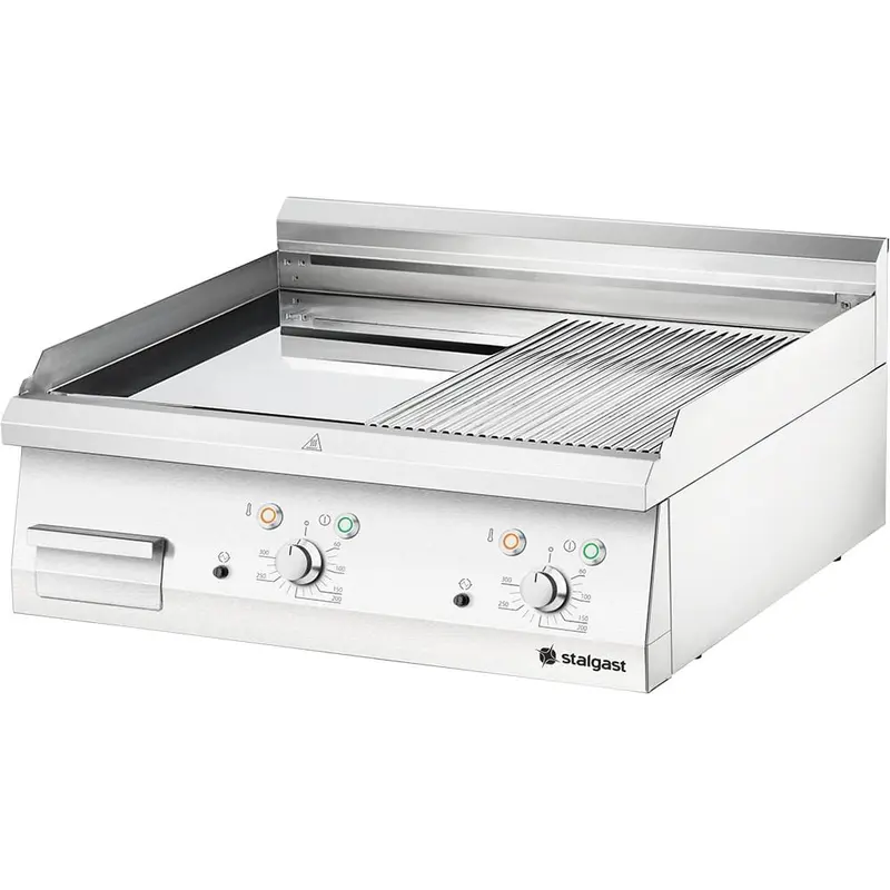 Stalgast verchromte Elektro-Griddleplatte als Tischgerät, glatte bzw. gerillte Grillfläche, Serie 700 ND