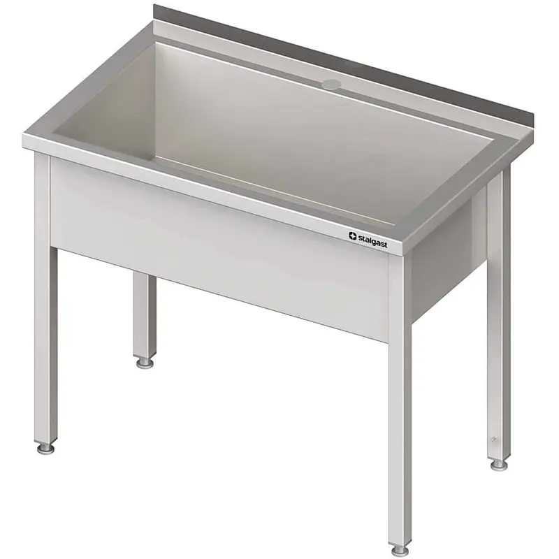 Topfspüle mit einem Becken 800x700x850 mm, 300 mm Beckenhöhe mit Aufkantung, verschweißt