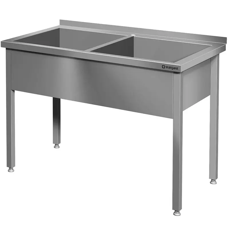 Topfspüle mit zwei Becken 1200x700x850 mm, 300 mm Beckenhöhe mit Aufkantung, verschweißt