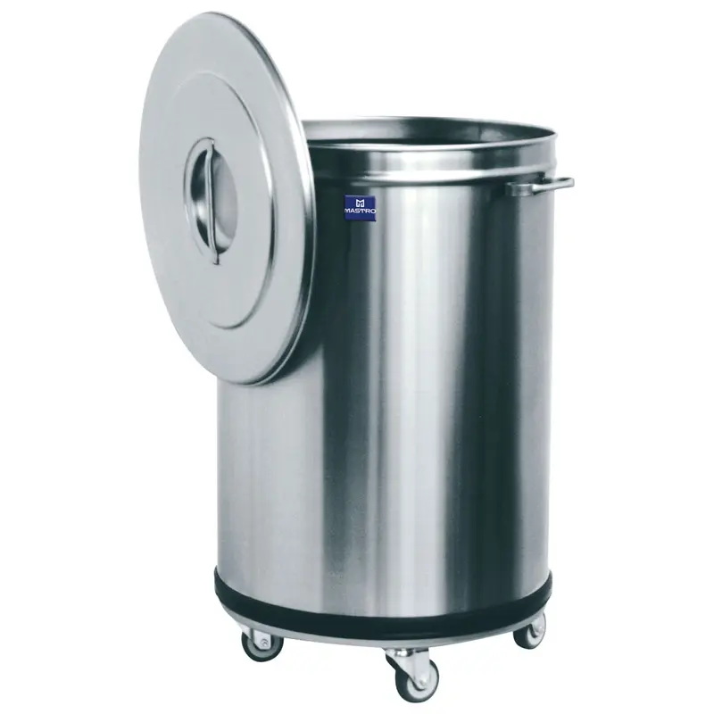 Virtus Abfalleimer in Edelstahl auf Rädern, 50 Liter
