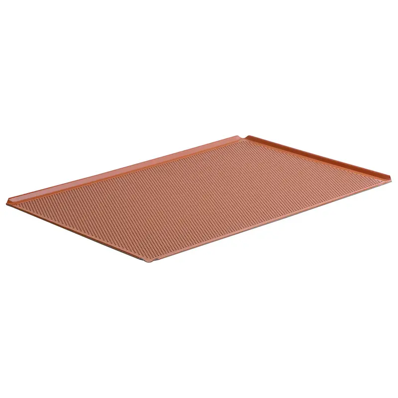 Virtus Backblech aus Aluminium, 600x400 mm - 4 Seiten 45°, Silikon, gelocht