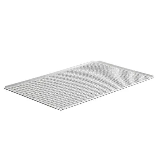 Virtus Backblech aus Aluminium unbeschichtet, 435x340 mm - 4 Seiten 45°, gelocht