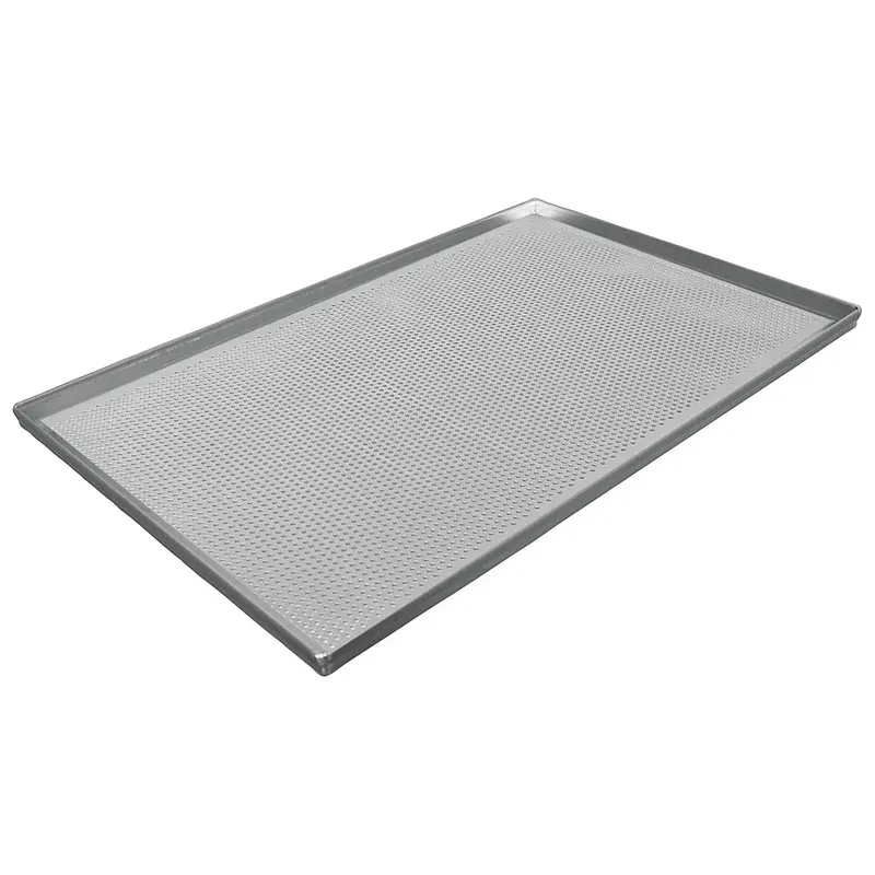 Virtus Backblech aus Aluminium unbeschichtet, 600x400 mm - 4 Seiten 90°, gelocht