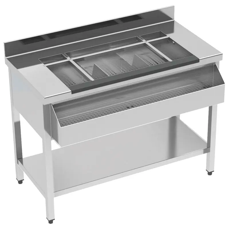 Virtus Cocktail Bar Station neutral mit Eiswanne, Flaschenhalter, 1200x610 mm