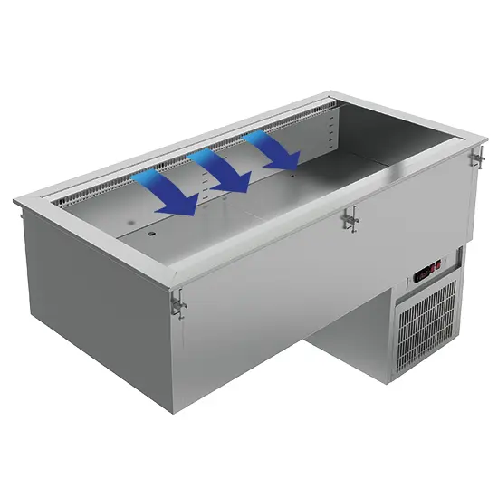 Virtus Einbau-Kühlwanne mit Umluftkühlung, 4x GN 1/1 H=200 mm - RESTPOSTEN