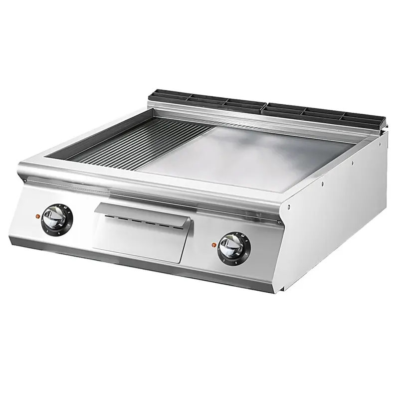 Virtus Elektro-Grillplatte, Tischmodell, 1/3 gerillt und 2/3 glatt